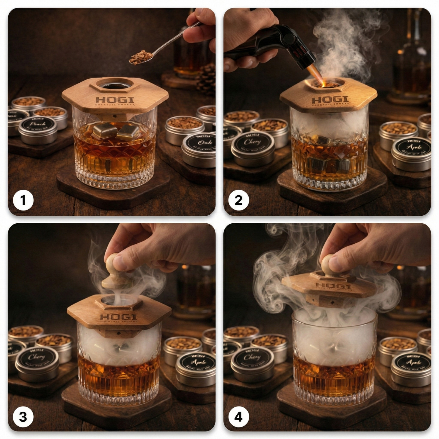 HOGI Smoker Set Premium - Zestaw do wędzenia w drewnianej skrzynce