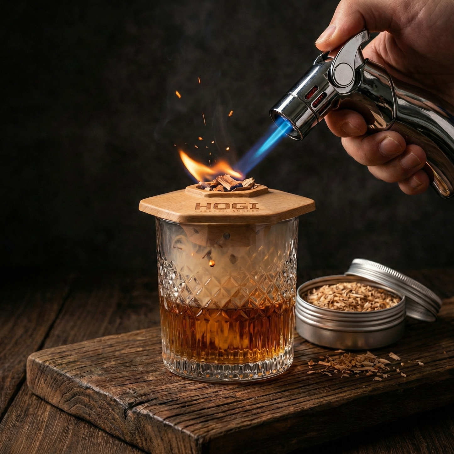 HOGI Smoker Set Premium - Zestaw do wędzenia w drewnianej skrzynce